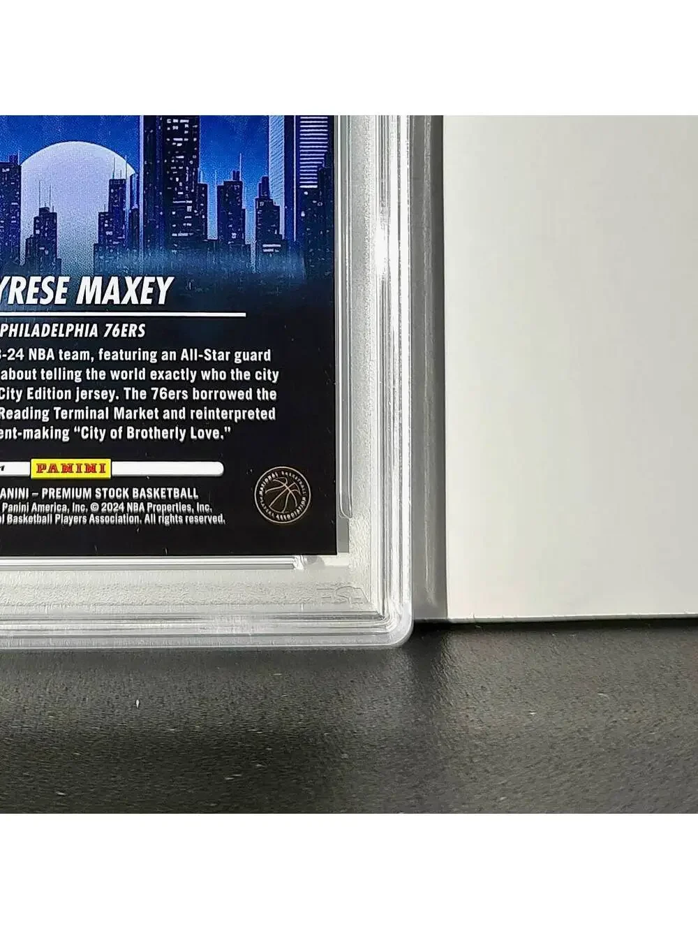 Tyrese Maxey 2023 Panini Hoops Premium City Edition #18 Disco Prizm PSA 8 NM-MT